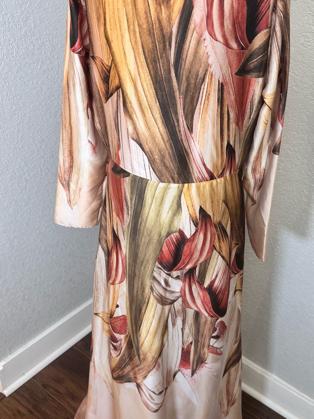 Mango Floral V-Neck Maxi Dress in Blush, Brown and Gold - Picture 9 of 12